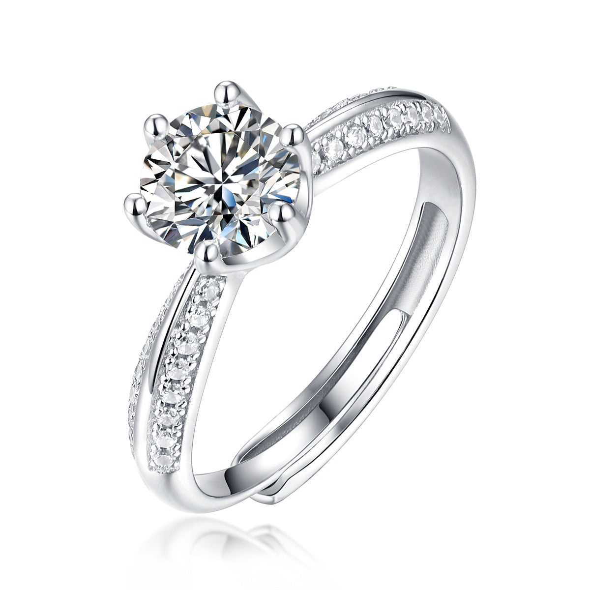 Fashion S925 silver half-paved ring for women, niche TikTok live sale, moissanite ring, non-fading.