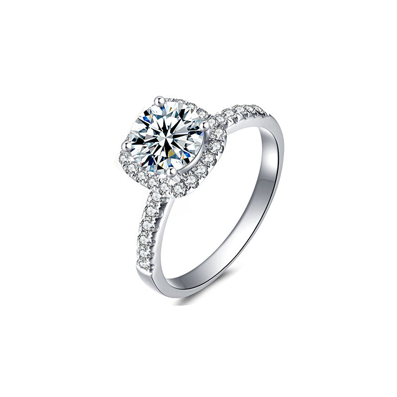 s925 pure silver moissanite ring jewelry for women niche high-end light luxury style sugar cube jewelry ring gift