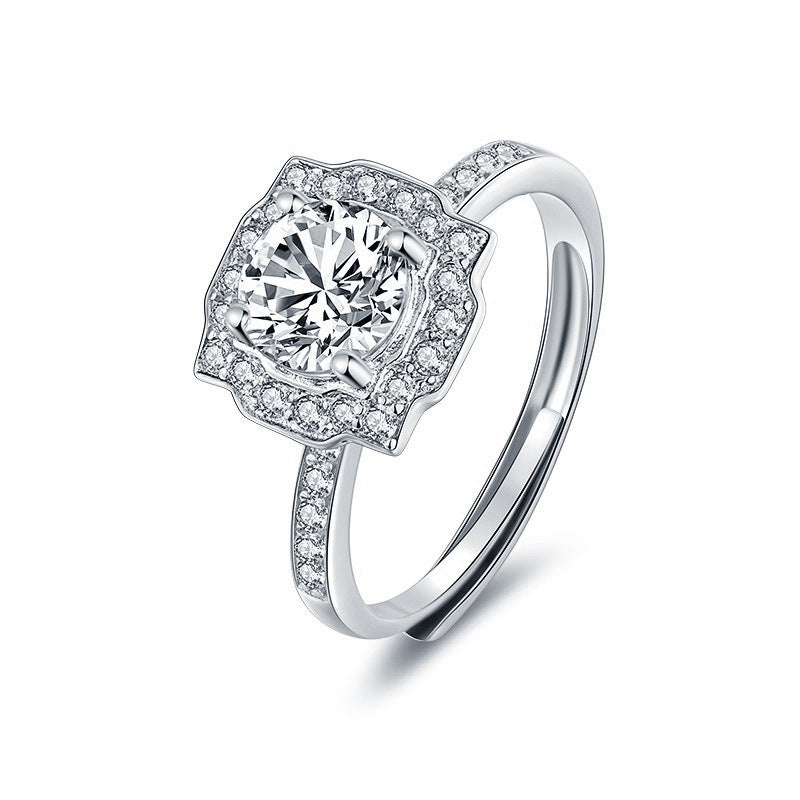 s925 pure silver moissanite ring jewelry for women niche high-end light luxury style sugar cube jewelry ring gift