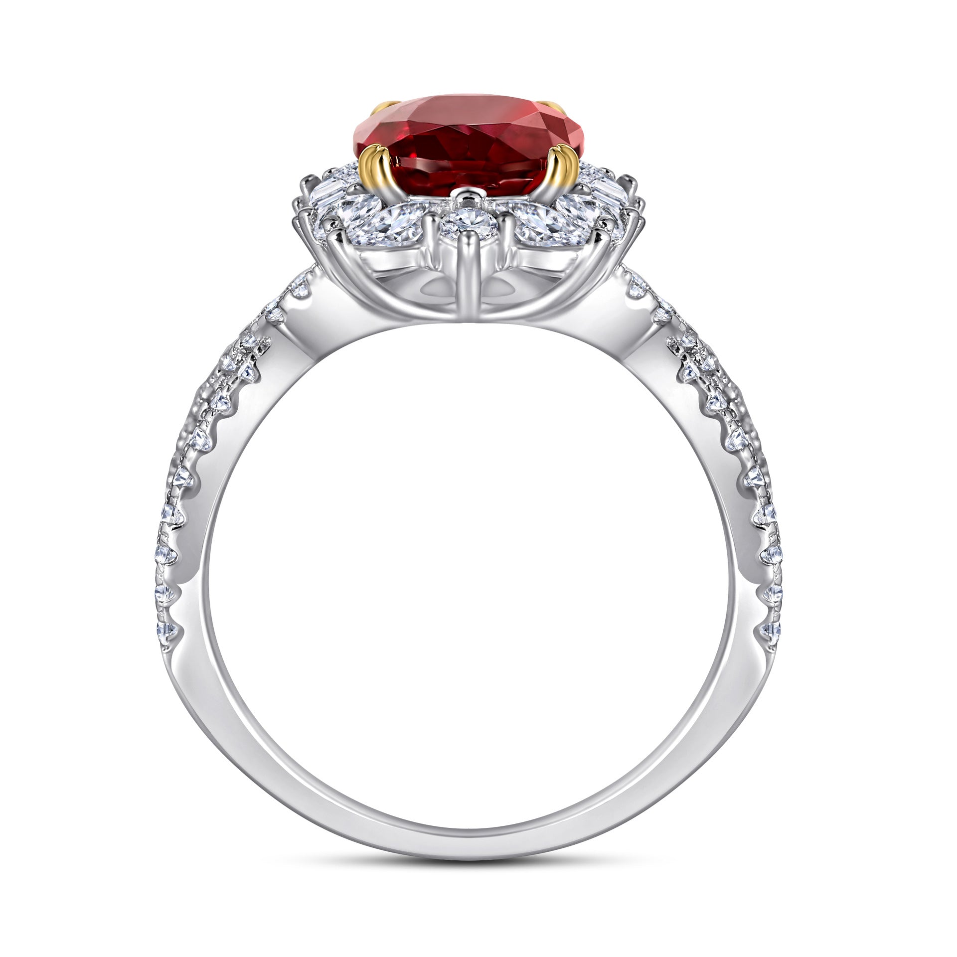 925 sterling silver fashionable retro ruby 2-carat high carbon diamond ring, pure silver, niche high-end light luxury for women.