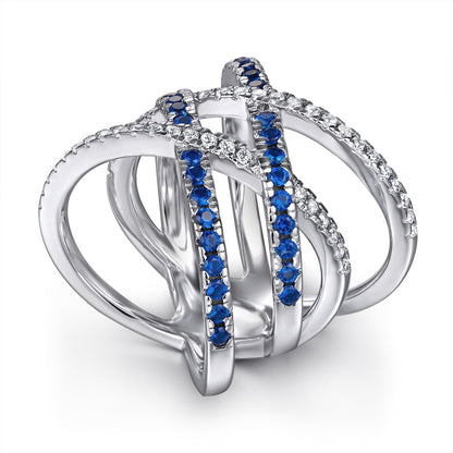 S925 Sterling Silver New European and American Style Ring, Fashionable Trendy Ring, Niche Design Zircon Cross Ring for Women, In Stock