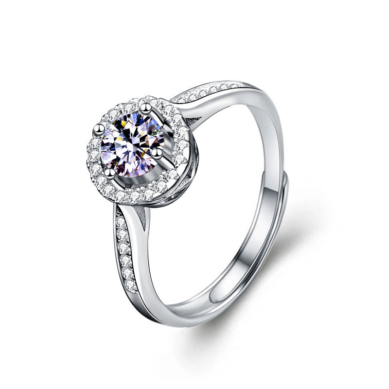 s925 pure silver moissanite ring jewelry for women niche high-end light luxury style sugar cube jewelry ring gift