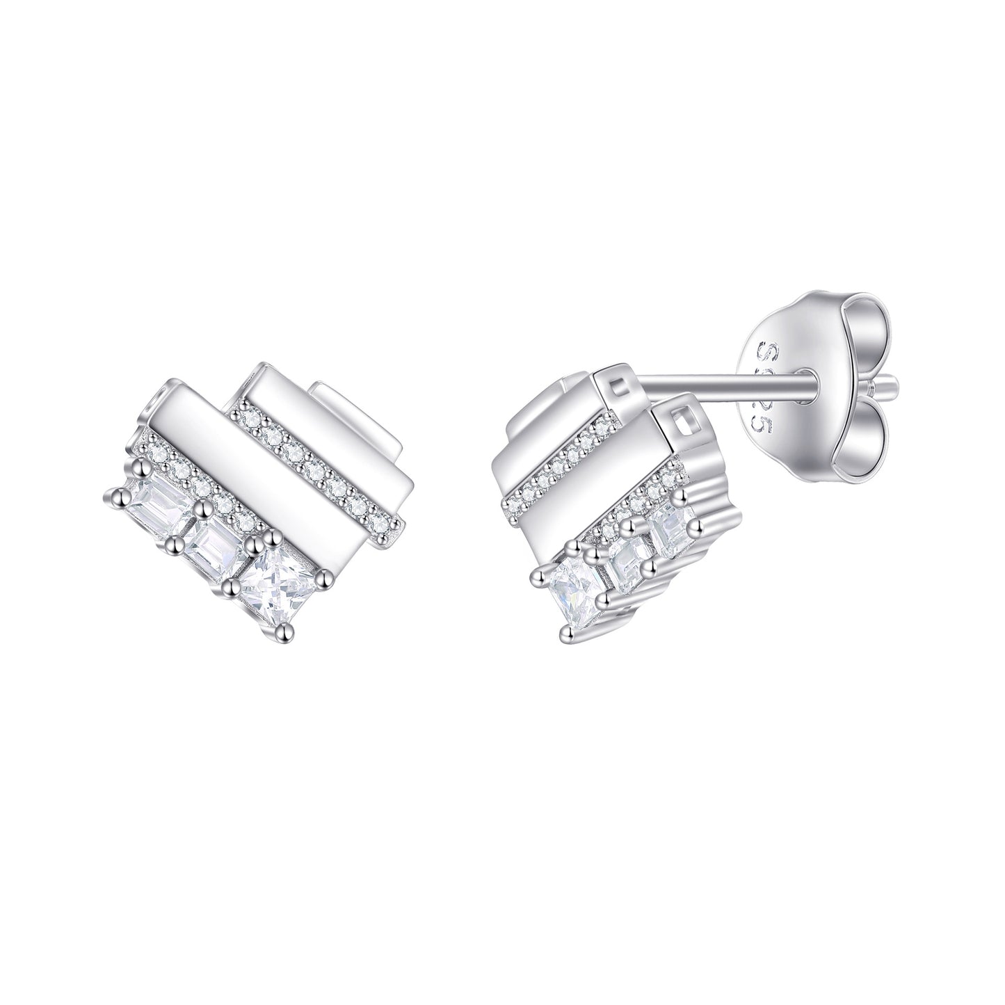 S925 sterling silver heart-shaped jewelry three-piece set for women: ring, stud earrings, necklace, heart set jewelry