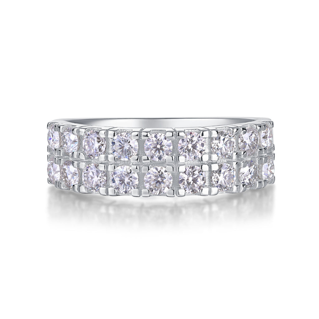 Moissanite S925 pure silver light luxury internet celebrity ring, cross-border women's ring wholesale, multi-layer non-fading ring, niche design.