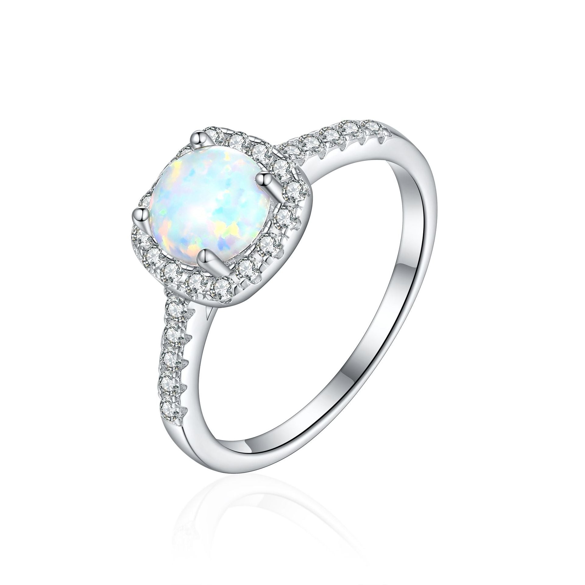 Inlaid opal emerald ruby garnet topaz crystal color gemstone S925 pure silver ring for women