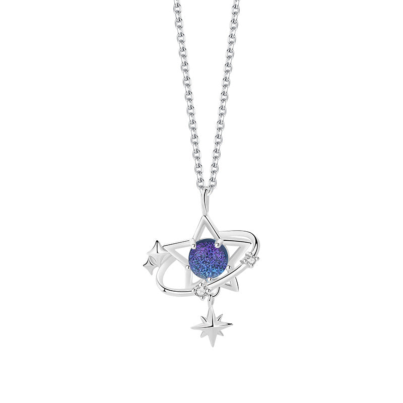 Original Star Movement Trajectory S925 Pure Silver Glass Stone Star Bracelet for Women, Versatile Double Layer Star Accessories