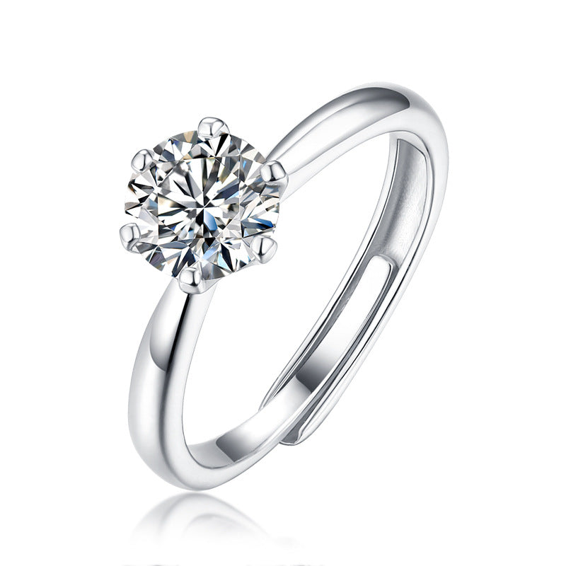 Fashion S925 silver half-paved ring for women, niche TikTok live sale, moissanite ring, non-fading.