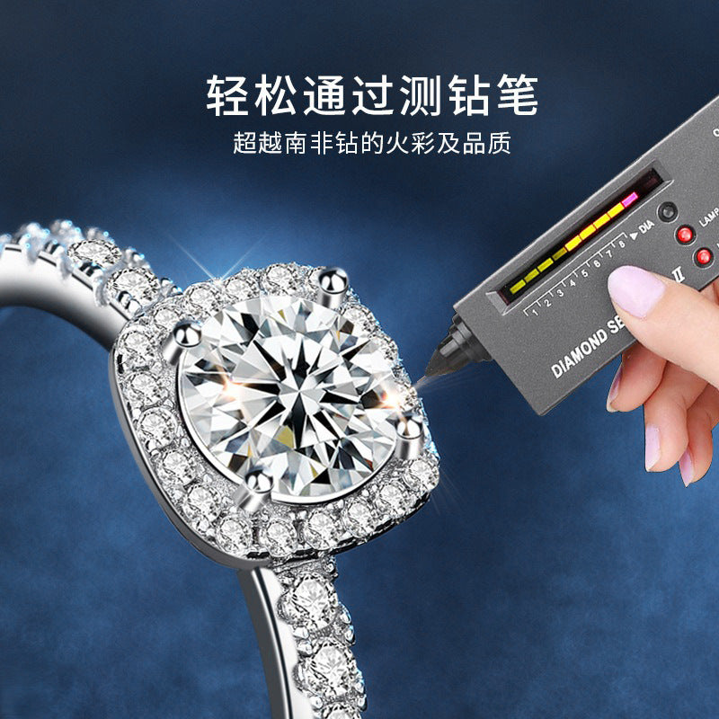 s925 pure silver moissanite ring jewelry for women niche high-end light luxury style sugar cube jewelry ring gift