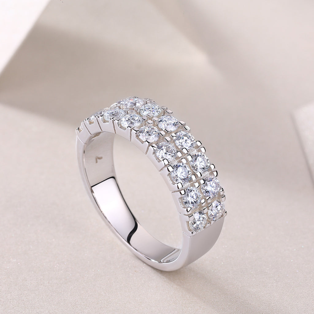 Moissanite S925 pure silver light luxury internet celebrity ring, cross-border women's ring wholesale, multi-layer non-fading ring, niche design.