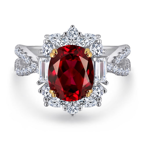 925 sterling silver fashionable retro ruby 2-carat high carbon diamond ring, pure silver, niche high-end light luxury for women.