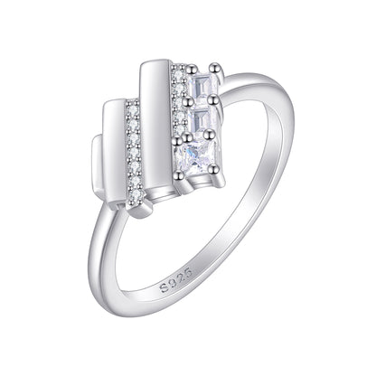 S925 sterling silver heart-shaped jewelry three-piece set for women: ring, stud earrings, necklace, heart set jewelry