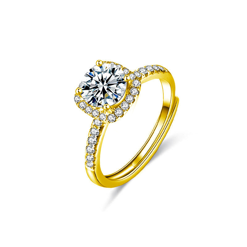 s925 pure silver moissanite ring jewelry for women niche high-end light luxury style sugar cube jewelry ring gift