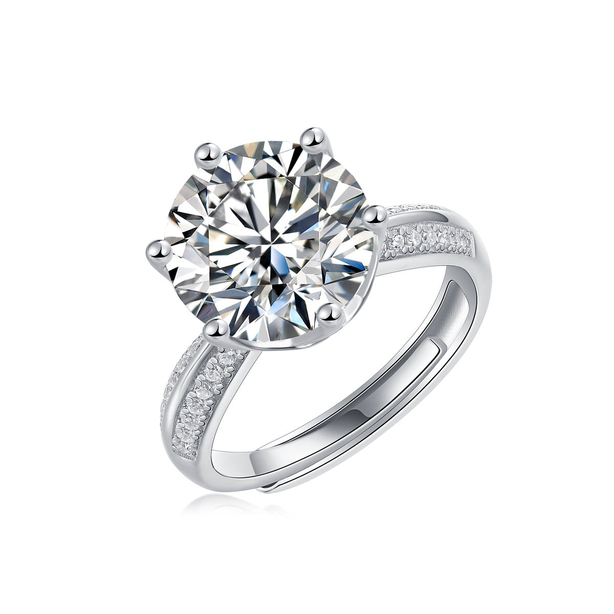 Fashion S925 silver half-paved ring for women, niche TikTok live sale, moissanite ring, non-fading.