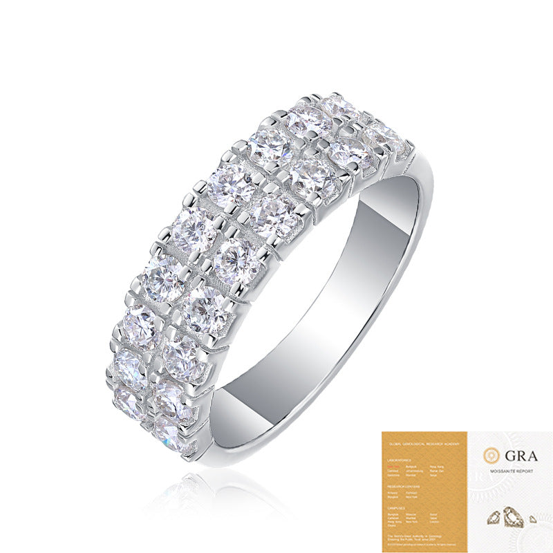 Moissanite S925 pure silver light luxury internet celebrity ring, cross-border women's ring wholesale, multi-layer non-fading ring, niche design.