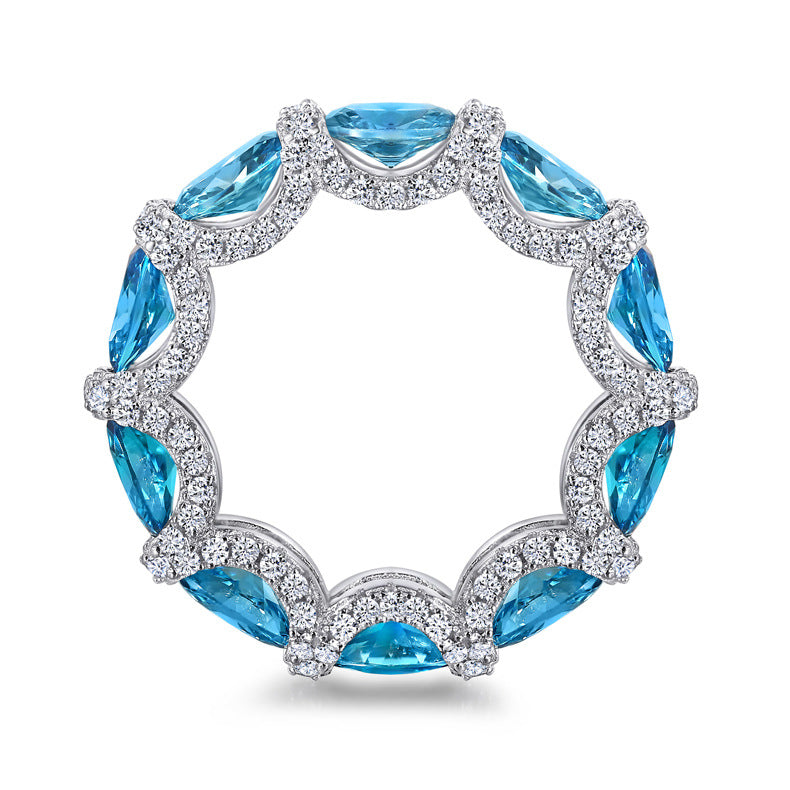 S925 Pure Silver New S925 Pure Silver Ring for Women, Flower-Shaped, High Carbon Diamond, Sapphire, Colored Gem Silver Ring Manufacturer