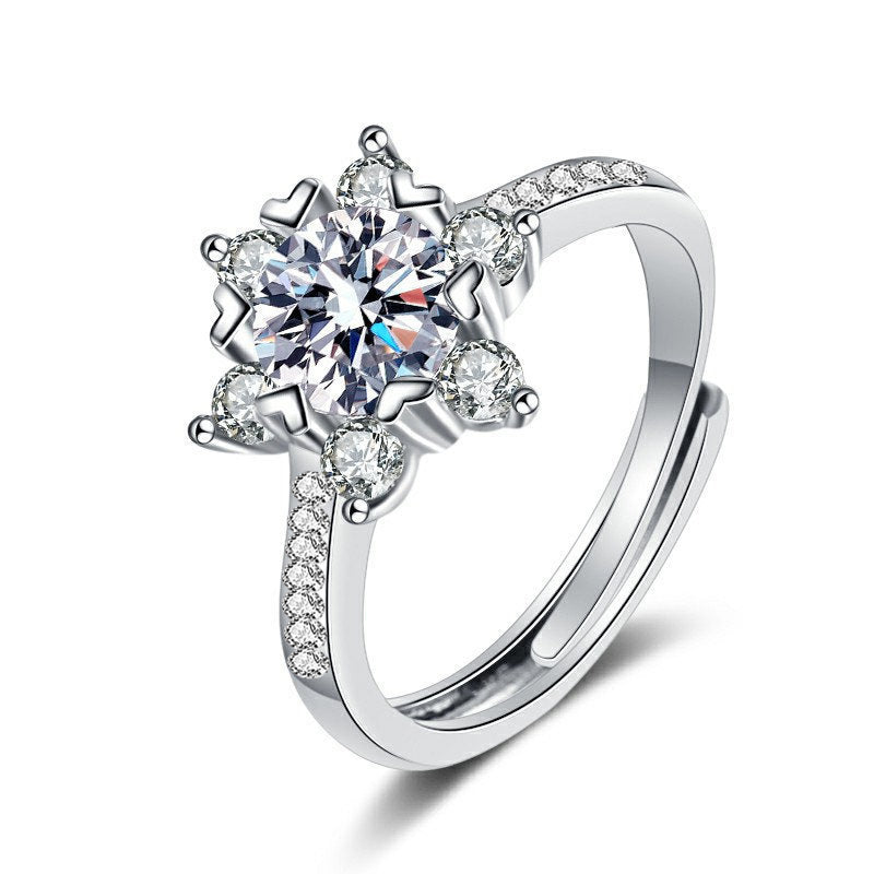 s925 pure silver moissanite ring jewelry for women niche high-end light luxury style sugar cube jewelry ring gift