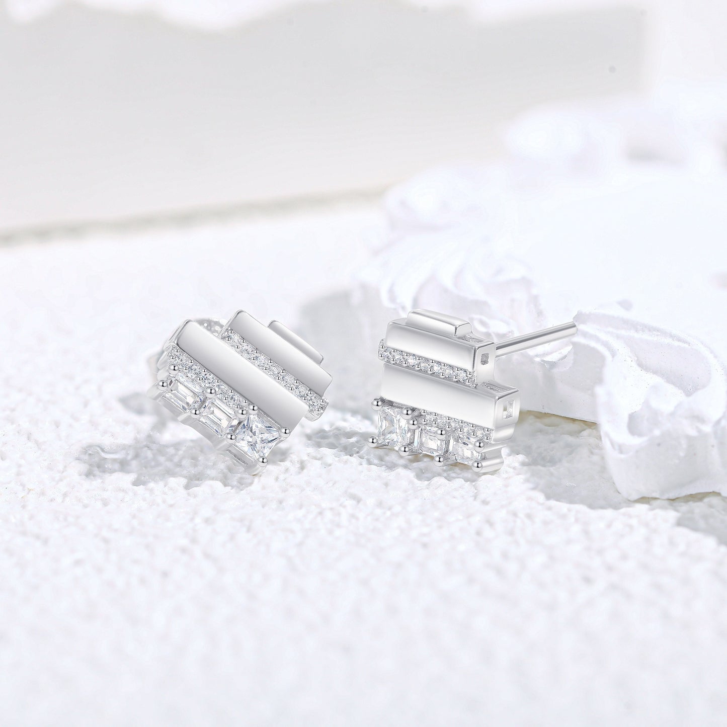 S925 sterling silver heart-shaped jewelry three-piece set for women: ring, stud earrings, necklace, heart set jewelry