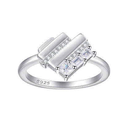 S925 sterling silver heart-shaped jewelry three-piece set for women: ring, stud earrings, necklace, heart set jewelry