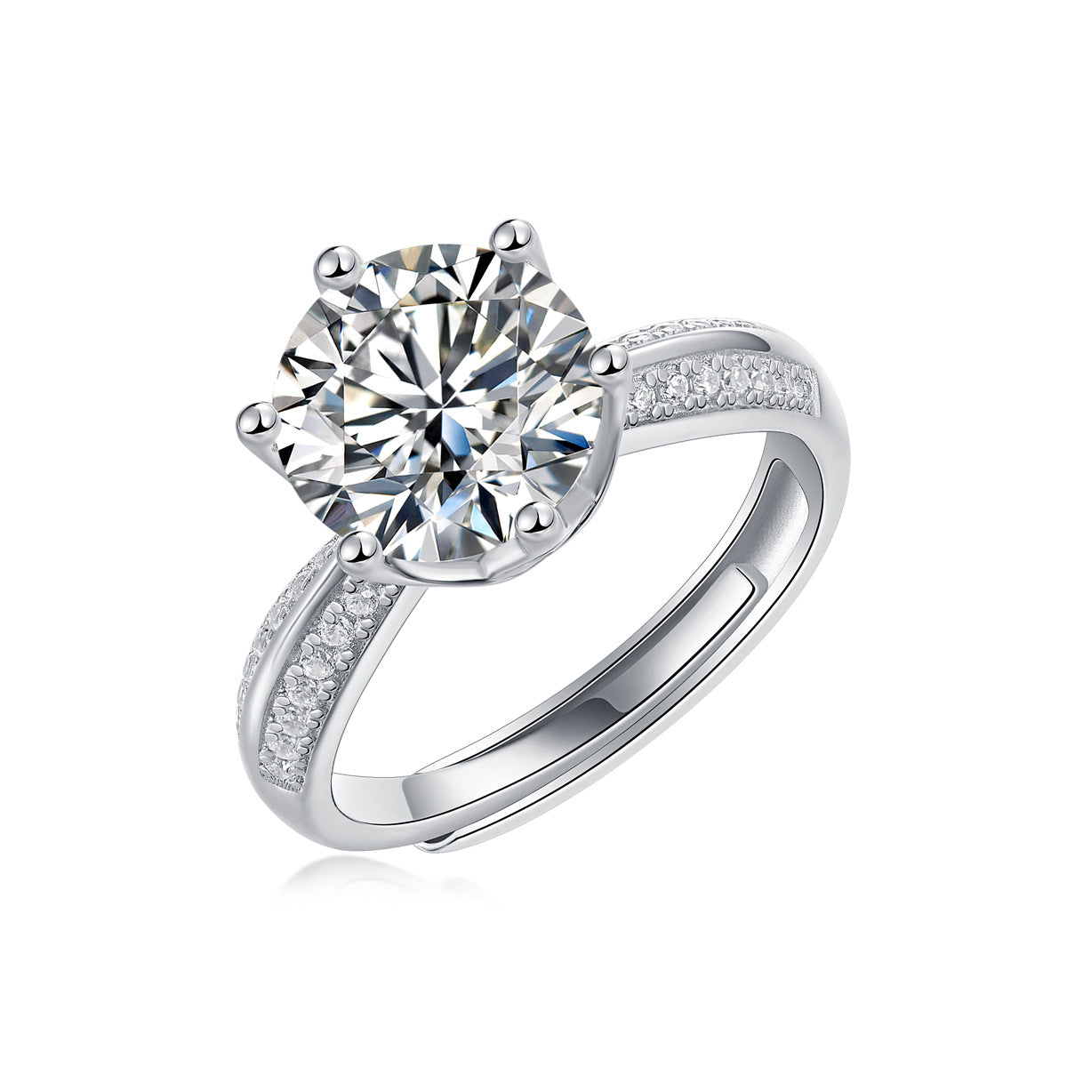 Fashion S925 silver half-paved ring for women, niche TikTok live sale, moissanite ring, non-fading.