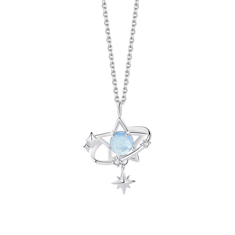 Original Star Movement Trajectory S925 Pure Silver Glass Stone Star Bracelet for Women, Versatile Double Layer Star Accessories