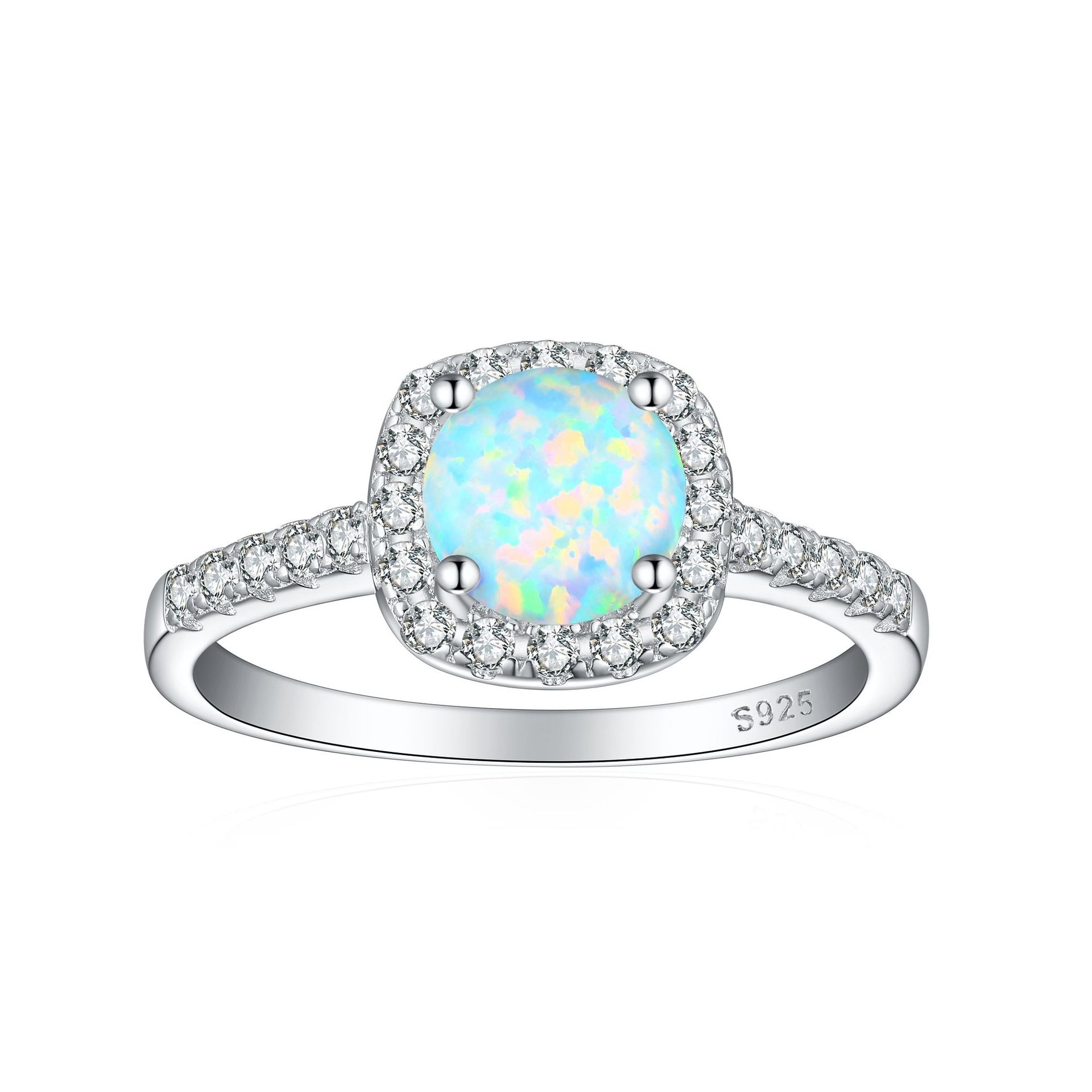 Inlaid opal emerald ruby garnet topaz crystal color gemstone S925 pure silver ring for women