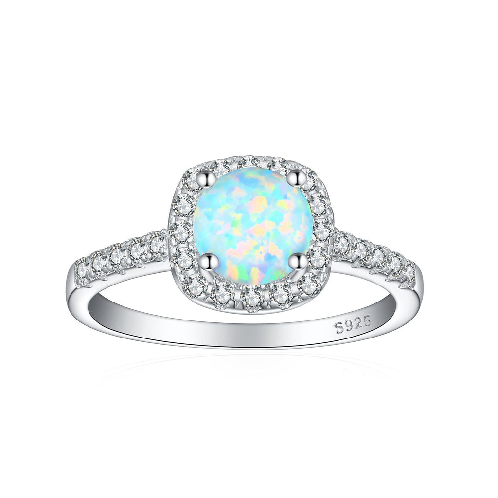 Inlaid opal emerald ruby garnet topaz crystal color gemstone S925 pure silver ring for women