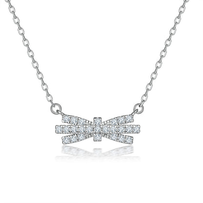 European and American Jewelry Set Ring Stud Earrings Necklace for Women Bowknot S925 Sterling Silver Jewelry Set 3set