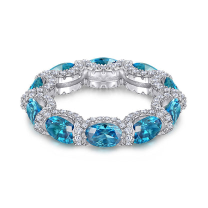 S925 Pure Silver New S925 Pure Silver Ring for Women, Flower-Shaped, High Carbon Diamond, Sapphire, Colored Gem Silver Ring Manufacturer