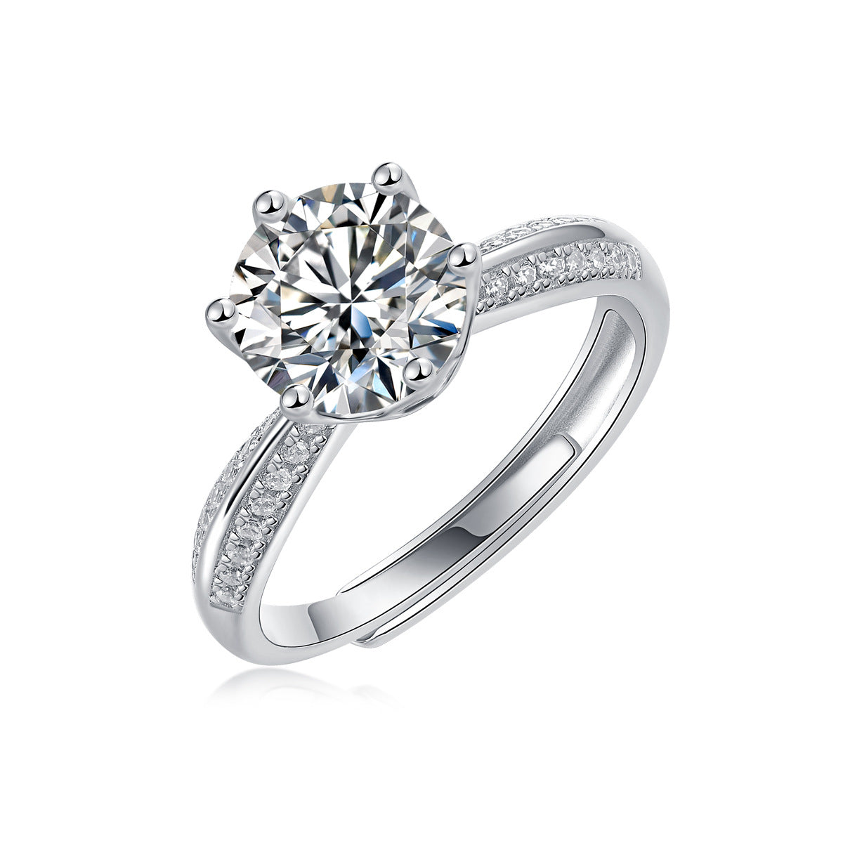 Fashion S925 silver half-paved ring for women, niche TikTok live sale, moissanite ring, non-fading.