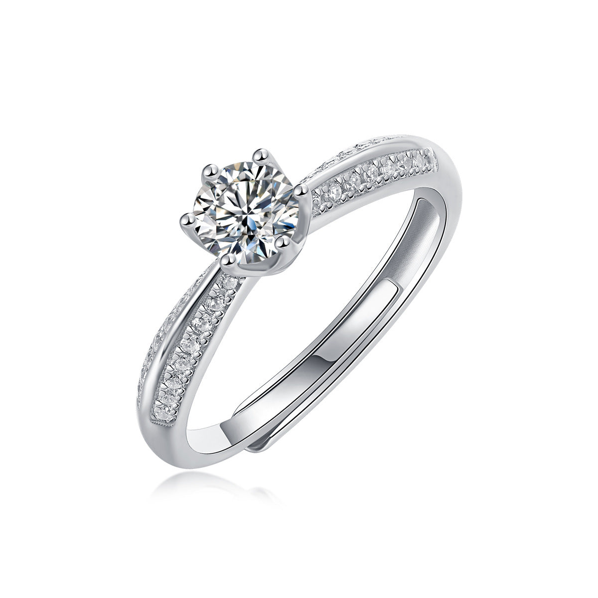 Fashion S925 silver half-paved ring for women, niche TikTok live sale, moissanite ring, non-fading.