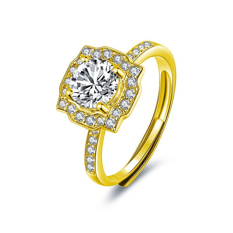 s925 pure silver moissanite ring jewelry for women niche high-end light luxury style sugar cube jewelry ring gift